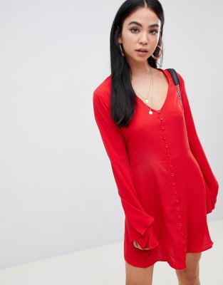 button down skater dress