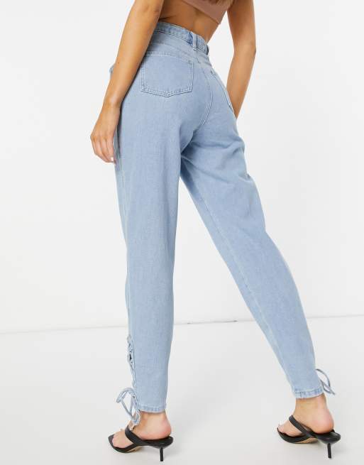 Missguided lace up store jeans