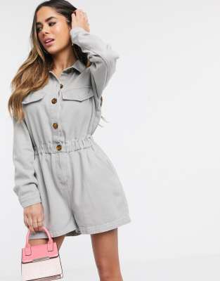 long sleeve denim playsuit