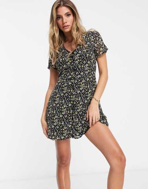 Black floral tea outlet dress