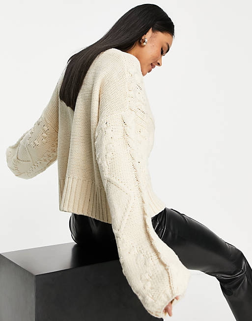 Jumpers & Cardigans Missguided cable knit cardigan in cream 