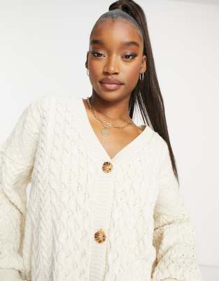 stone balloon sleeve knitted cardigan