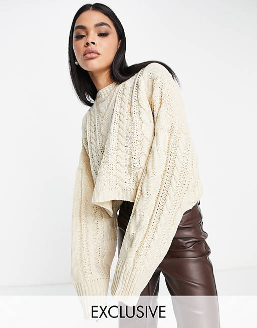  Missguided cable knit jumper in cream 