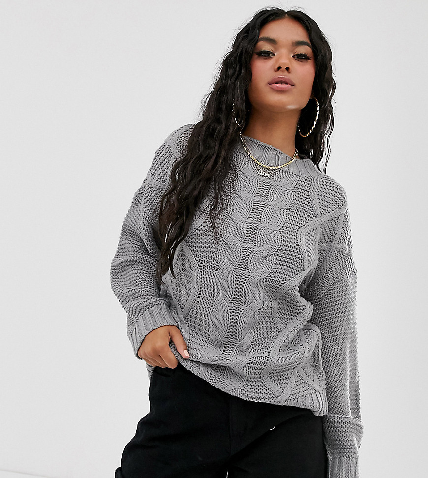 Missguided cable knit jumper-Grey