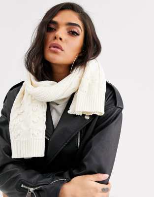 Missguided cable knit scarf in cream