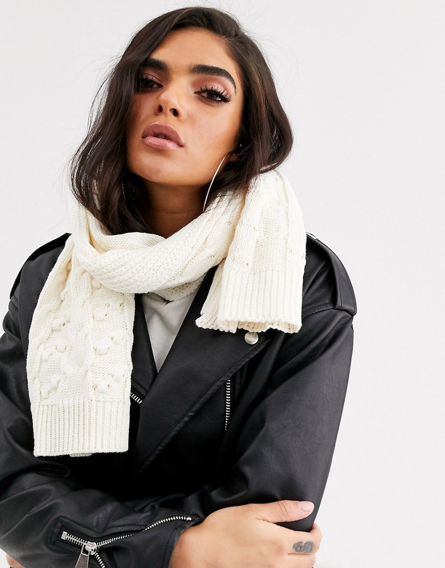 Missguided cable knit scarf in cream