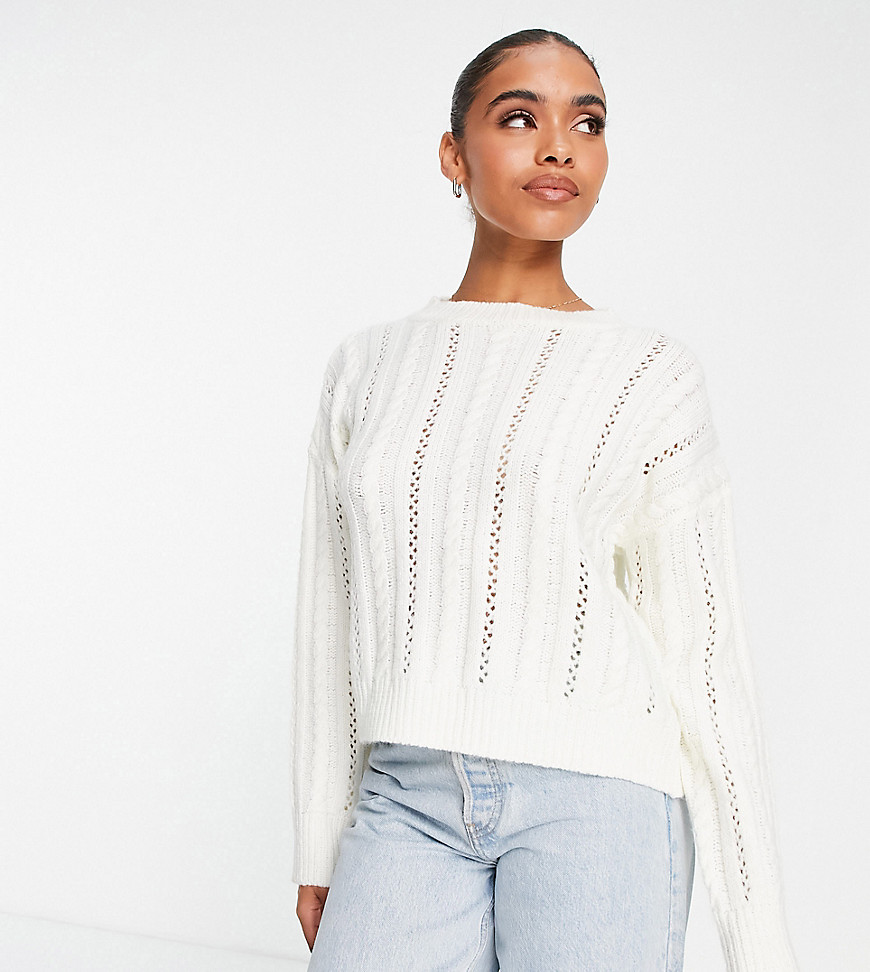 Missguided cable knit tie back detail sweater in white