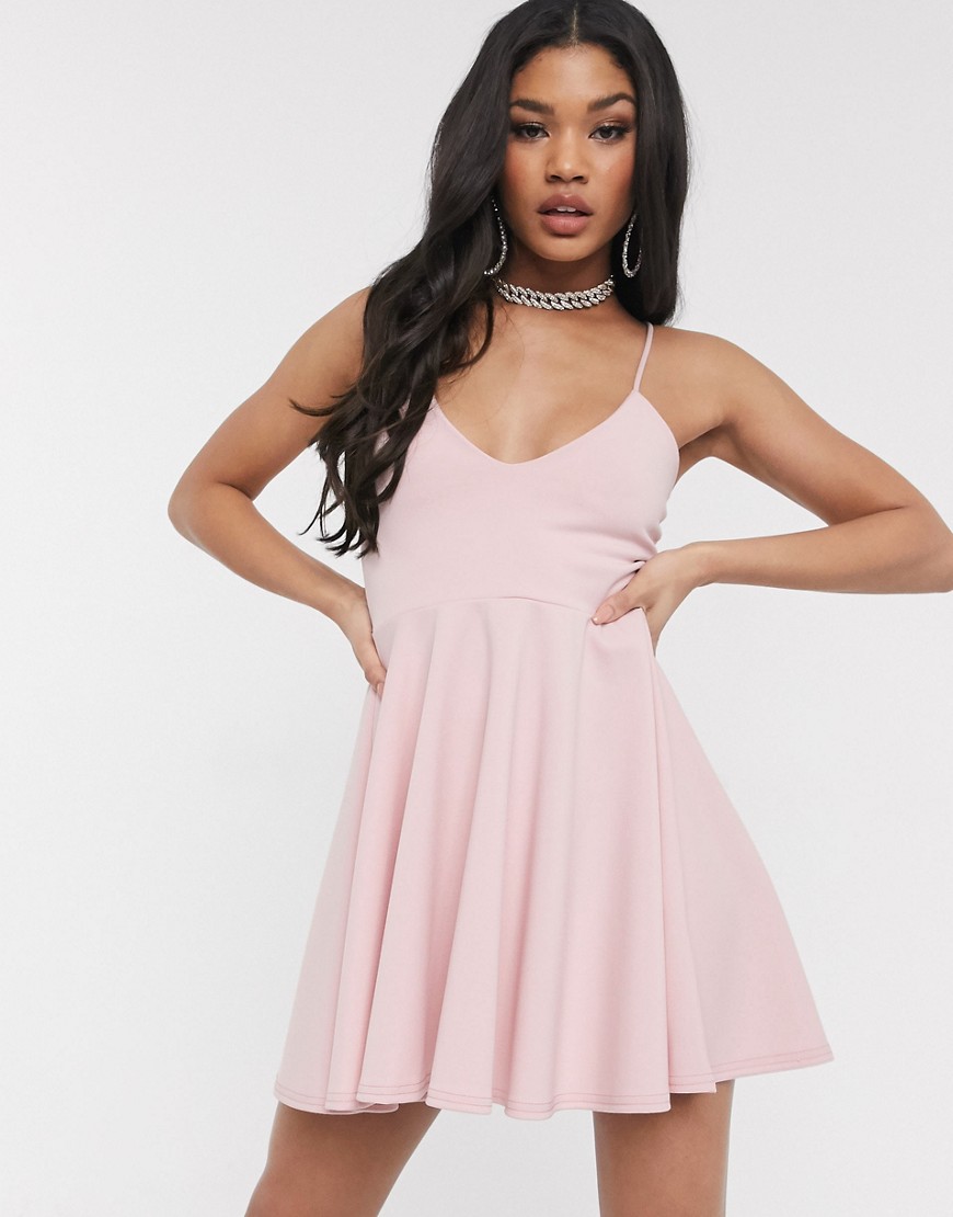 Missguided cami skater dress in blush-Pink