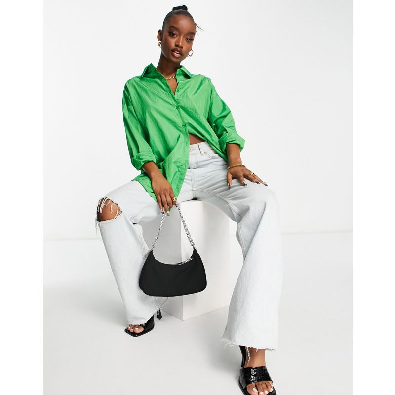 Camicie e bluse Top Missguided - Camicia in nylon extreme super oversize verde acceso