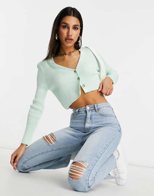 Missguided - Cardigan corto color menta a coste