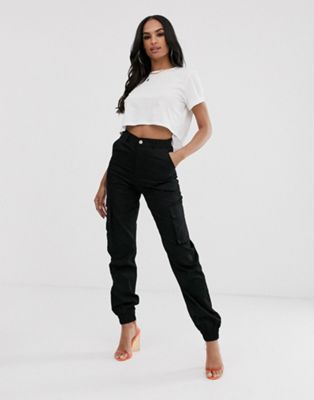 black fitted cargo pants