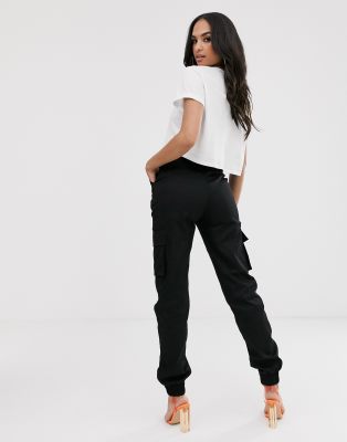 womens black cargo trousers