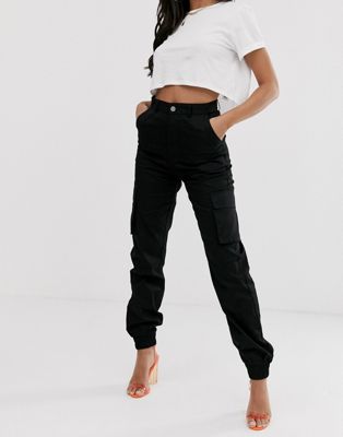 womens black cargo jeans