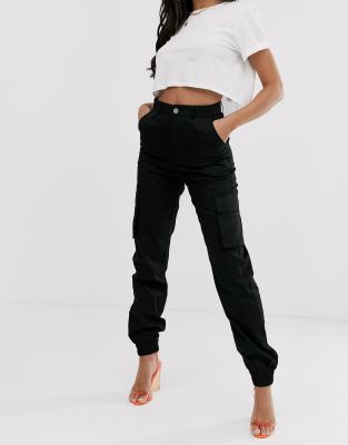 womens black cargo jeans