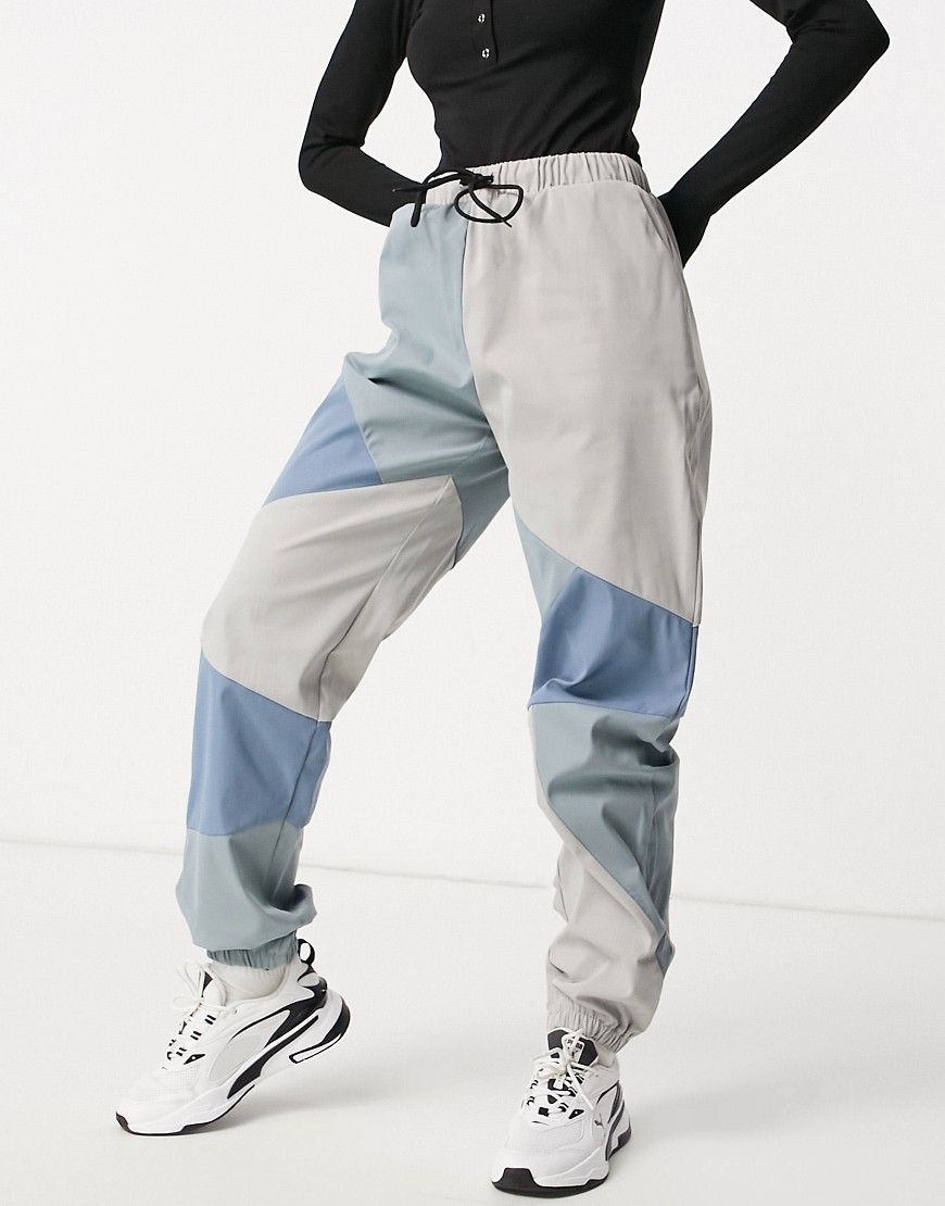 Missguided cargo pants in blue color block-Blues