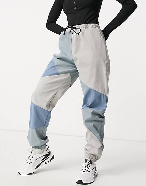 Missguided cargo trousers in blue colour block | ASOS