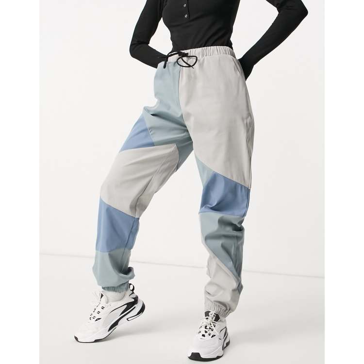 Missguided cargo trousers in blue colour block ASOS