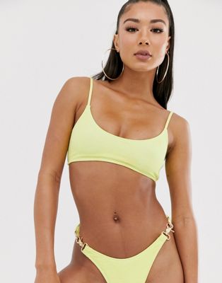Missguided chain detail lemon bikini top in yellow - ASOS Price Checker