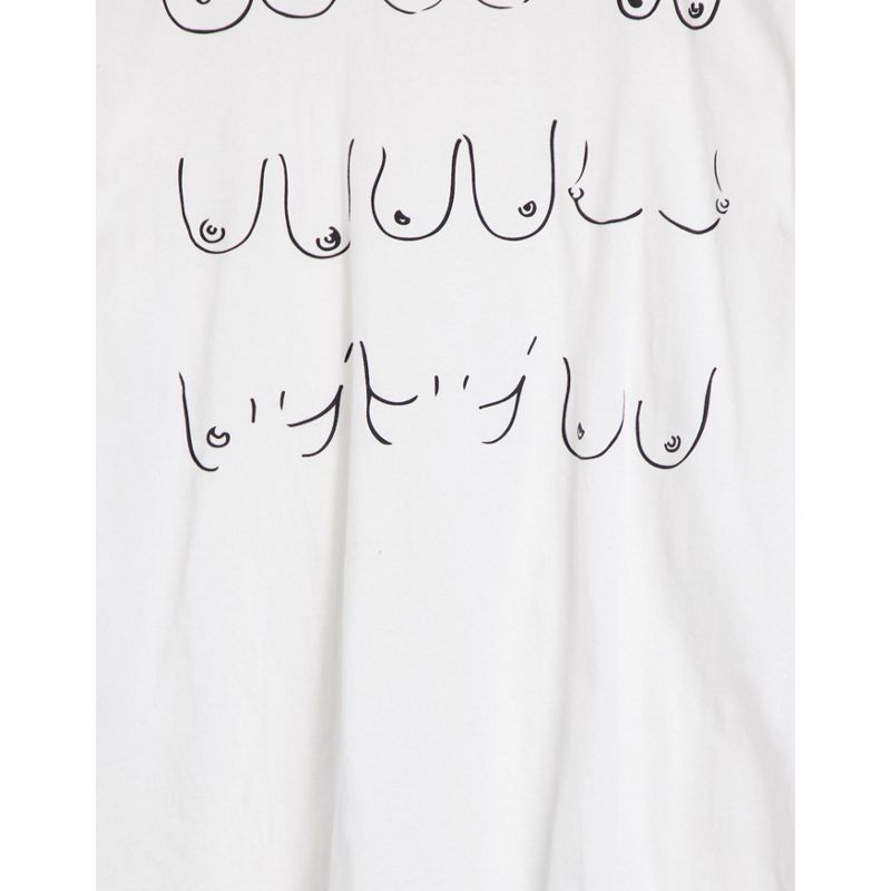 Missguided - Charity - T-shirt bianca con stampa di seni