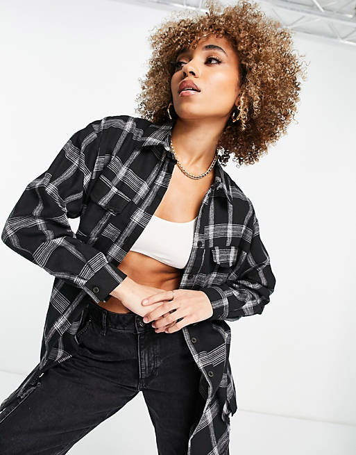 Women Shirts & Blouses/Missguided checked shirt in black 