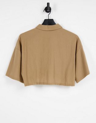 Chemises et blouses Missguided - Chemise courte effet lin - Marron