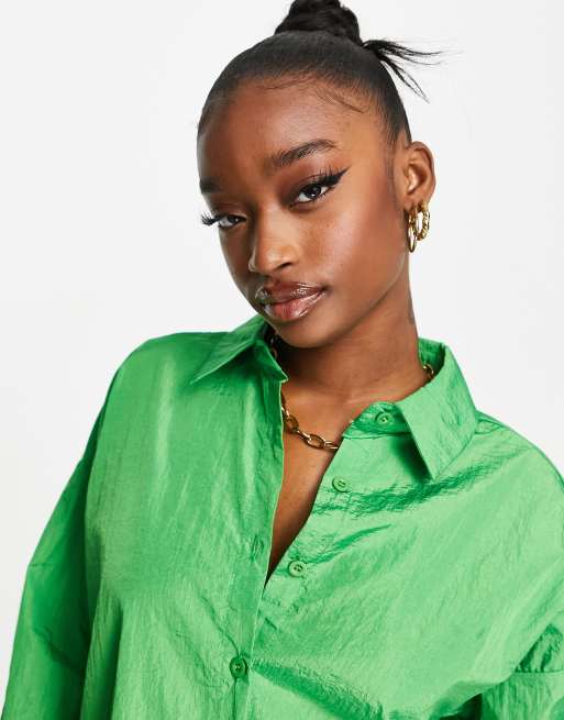 Missguided Chemise en nylon ultra oversize Vert vif