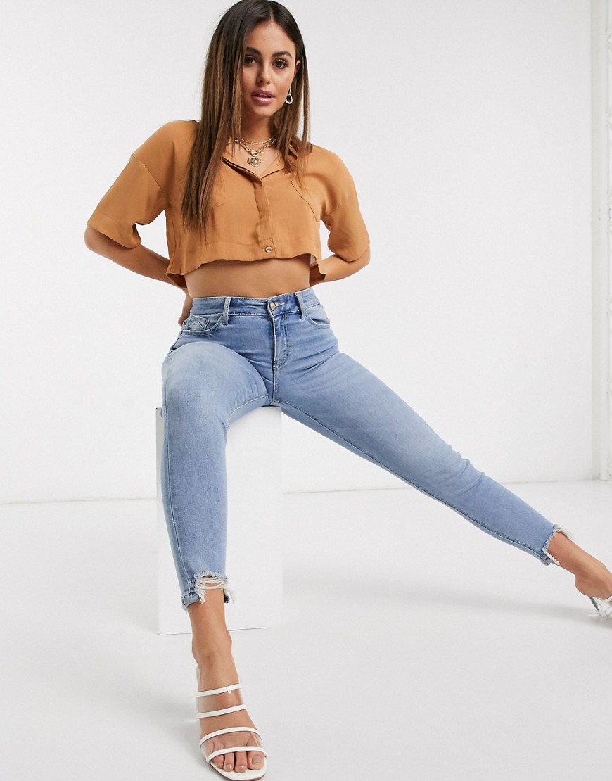 Missguided - Chiffon cropped overhemd in bruin met textuur