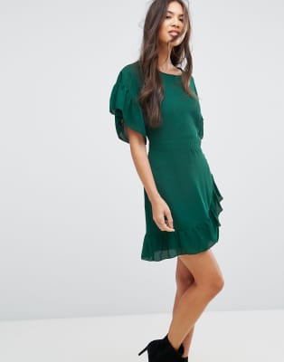 frill sleeve mini dress