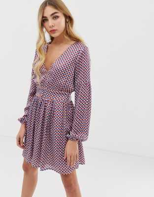 chiffon skater dress with sleeves