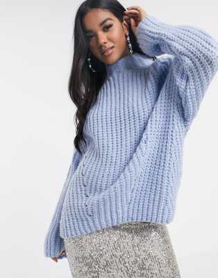 blue high neck jumper
