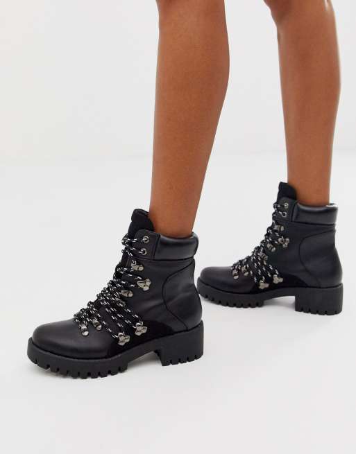 Black contrast cuff 2025 lace up hiker boots