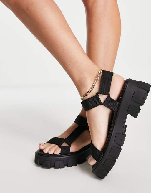 Missguided chunky sole grandad sandals in black ASOS