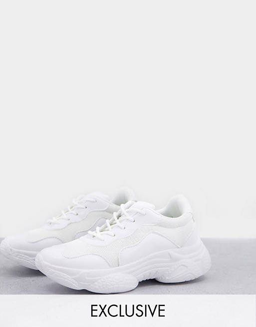 Women Trainers/Missguided chunky sole mesh panel trainers in white 