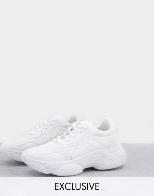 Missguided chunky sole mesh panel trainers in white