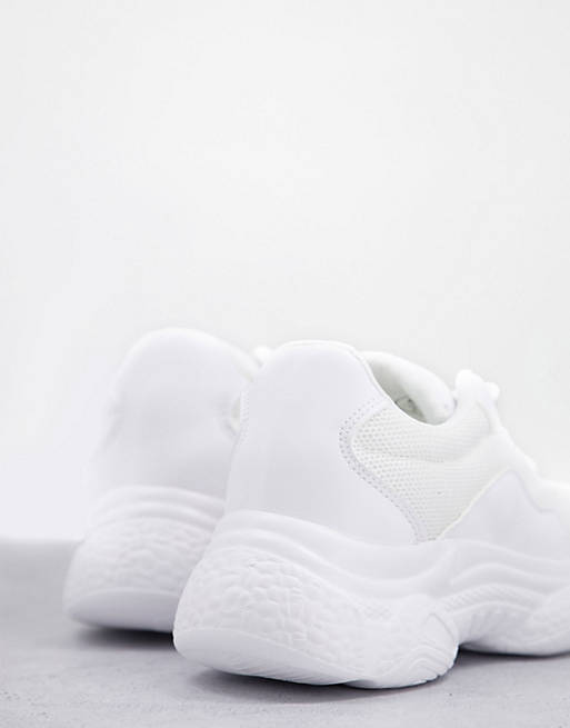 Women Trainers/Missguided chunky sole mesh panel trainers in white 