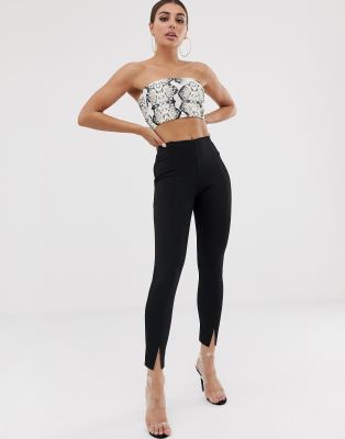 black cropped cigarette trousers