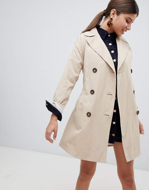 Missguided classic trench coat in stone