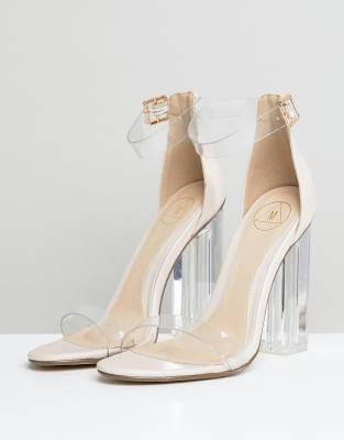 clear block heels uk