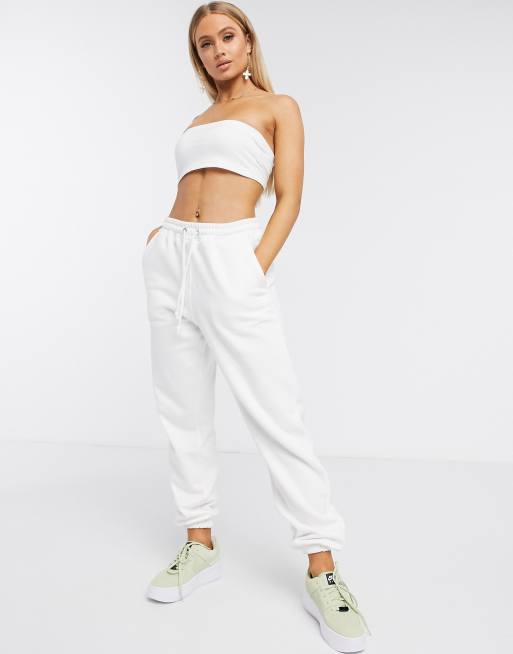 White joggers and crop top new arrivals