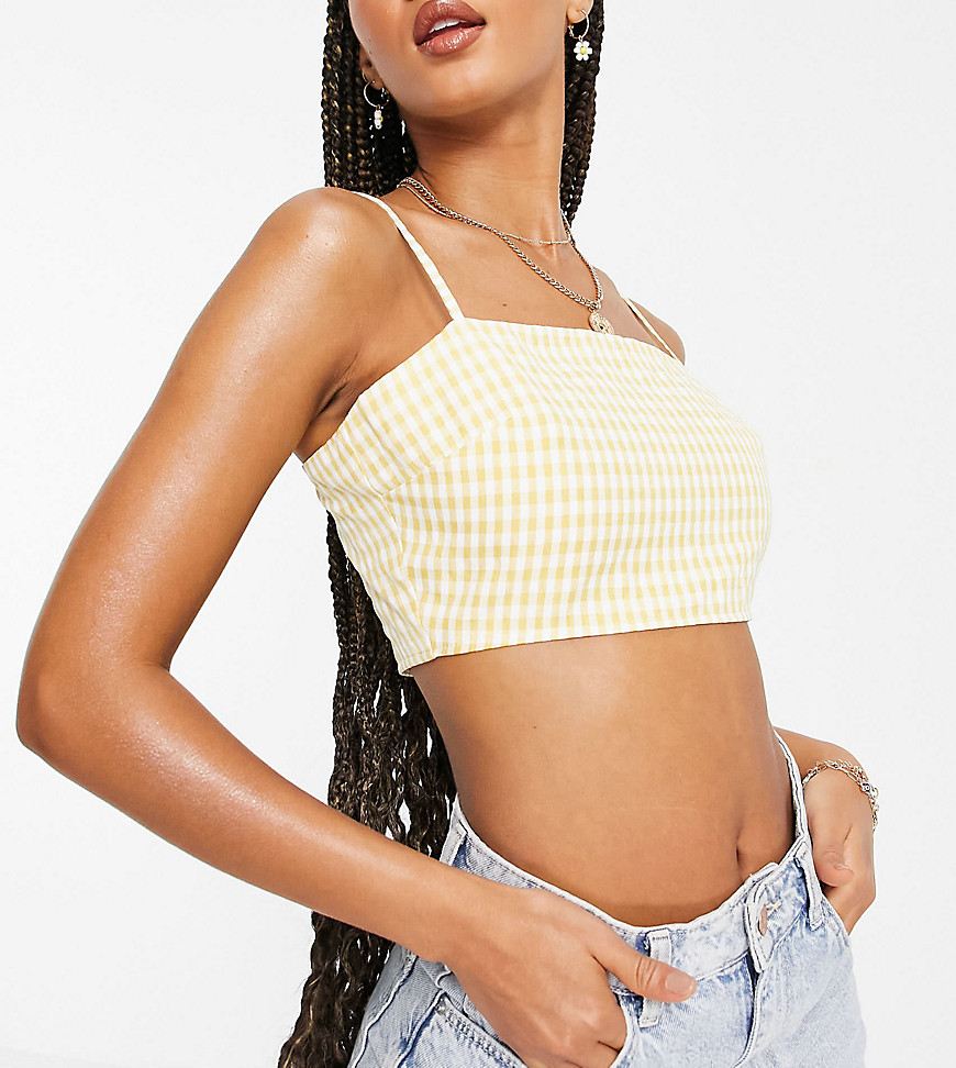 Missguided co-ord cami bralet in yellow gingham