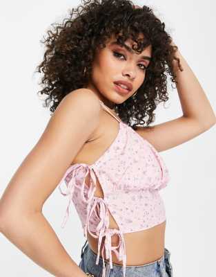 Missguided Missguided co-ord cami crop top in ditsy floral in pink