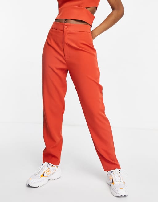 Missguided co-ord cigarette trouser in rust ASOS