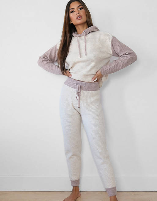Missguided co-ord colourblock joggers in stone