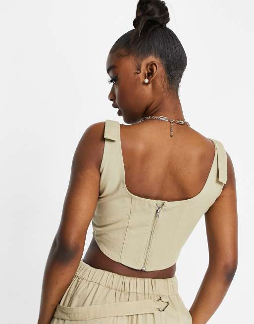 Missguided co-ord corset top in beige, 2 of 4