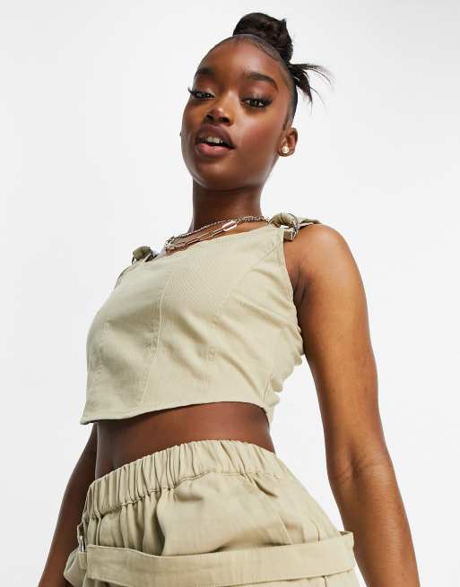 Missguided co-ord corset top in beige, 3 of 4