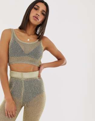 asos gold crop top