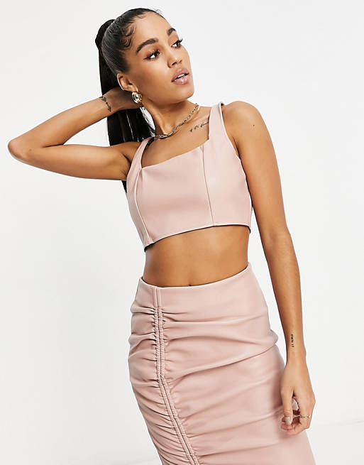  Missguided co-ord faux leather crop top in blush 