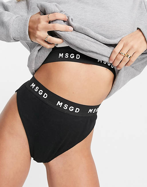Missguided co-ord high leg ribbed briefs in black