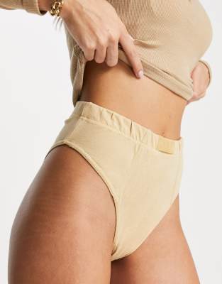 Missguided Co-ord High Waisted Brief In Taupe-neutral