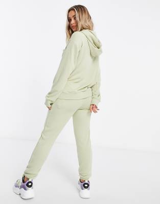 green hoodie and sweatpants set